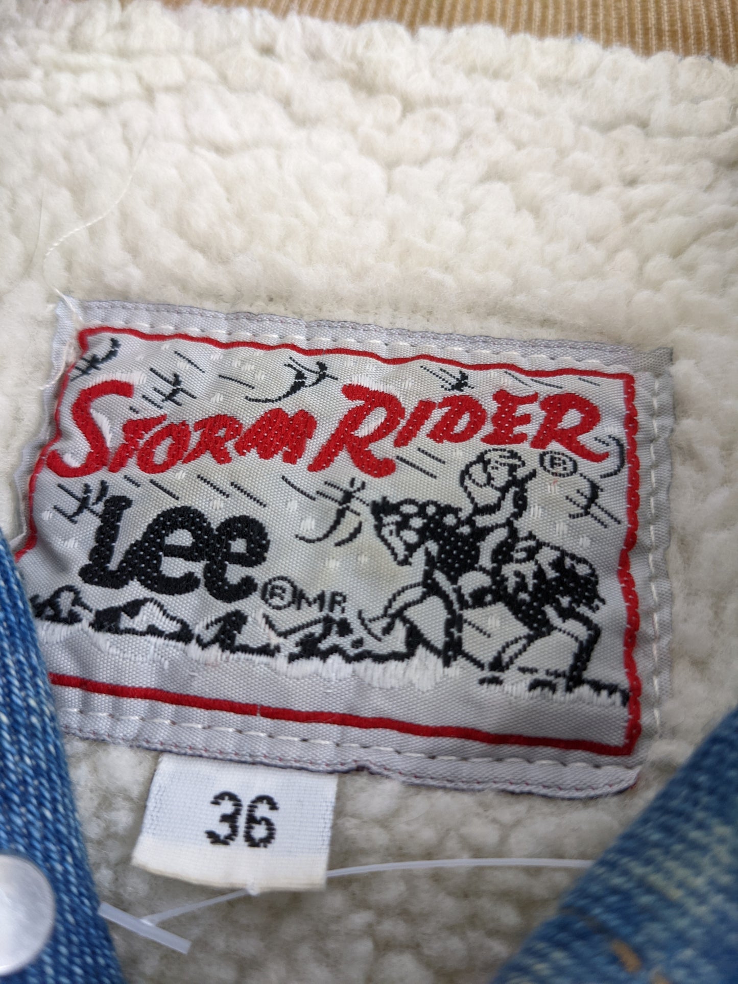 90s Lee Stormrider Jeans Vest Blue Beige M