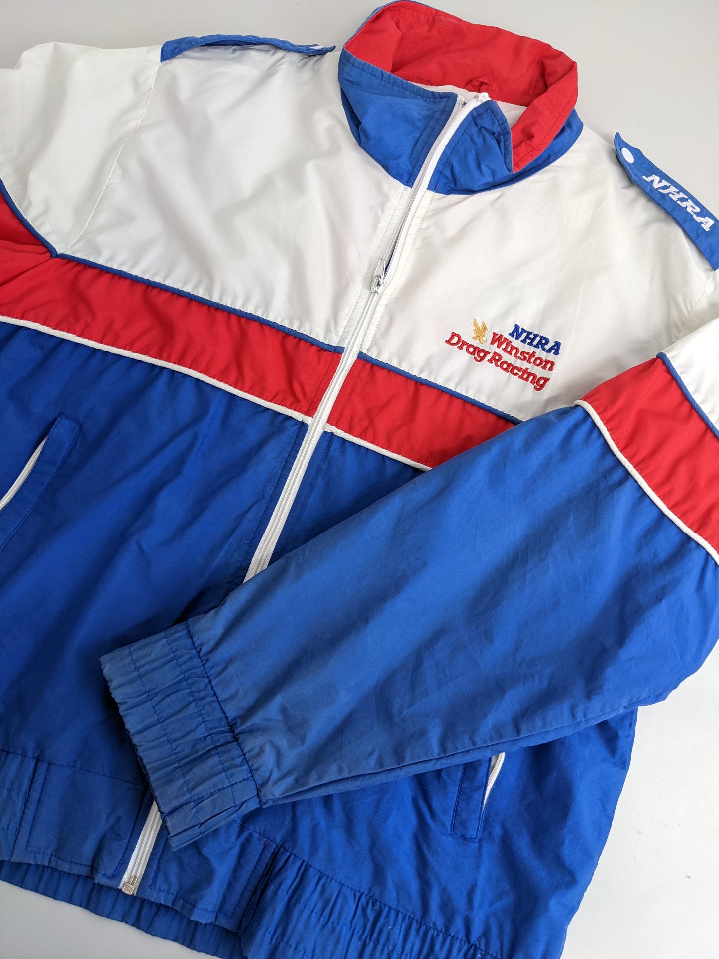 90s NHRA Winston Drag Racing Jacket Blue White M – PopeVintage