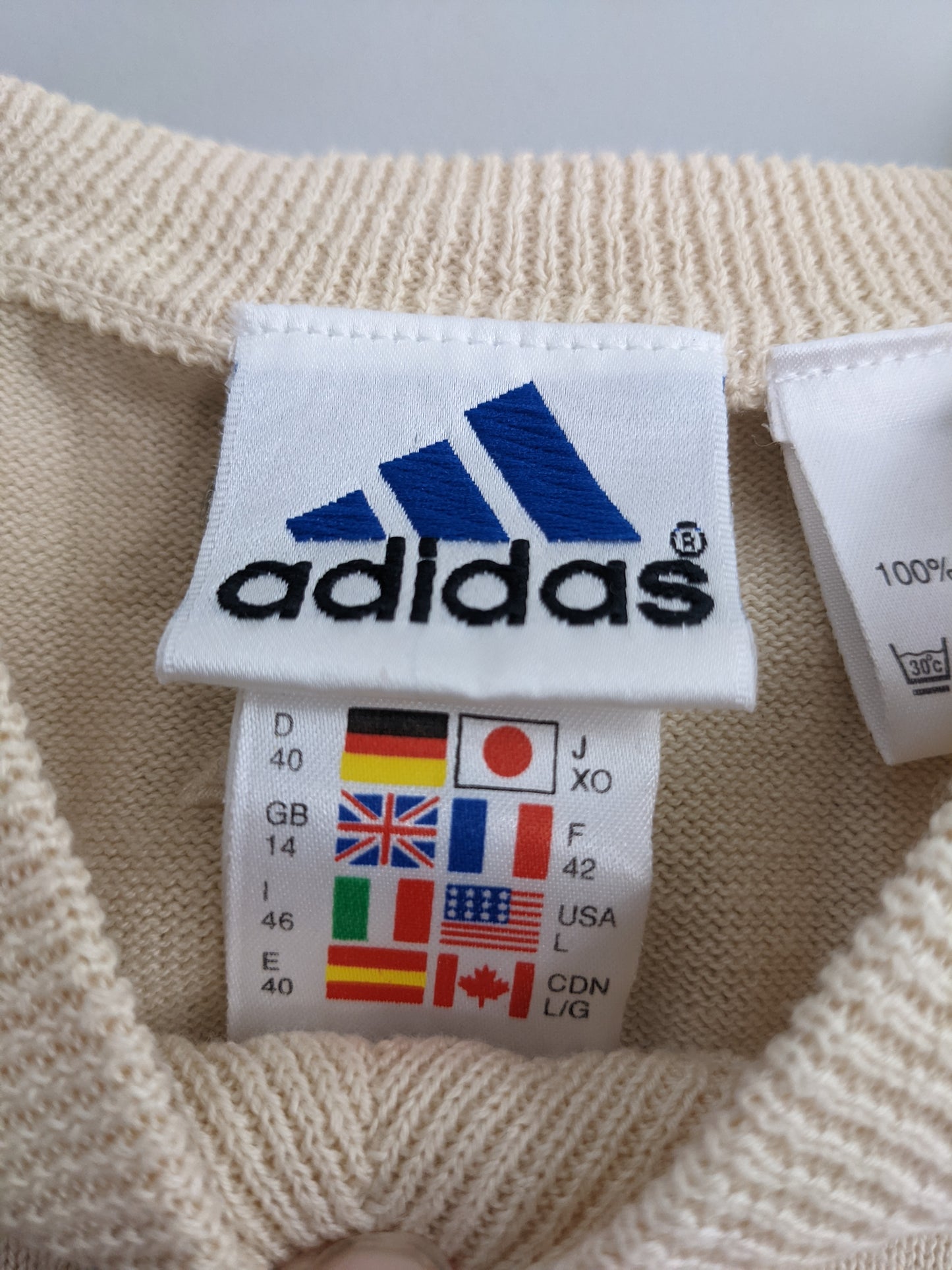 90s Adidas Sweater Vest Creme Beige XS/S