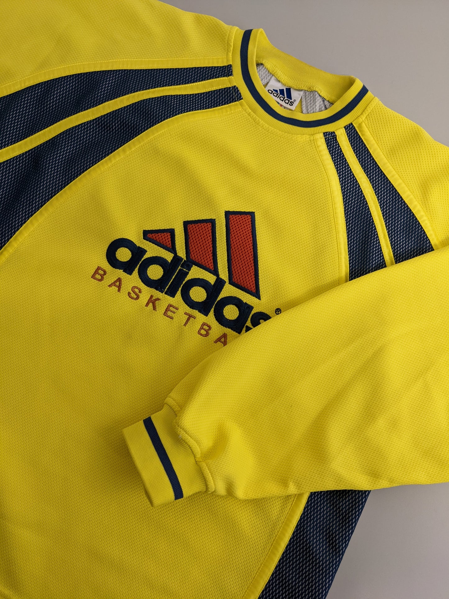 90s Adidas Basketball Longsleeve Yellow Blue S