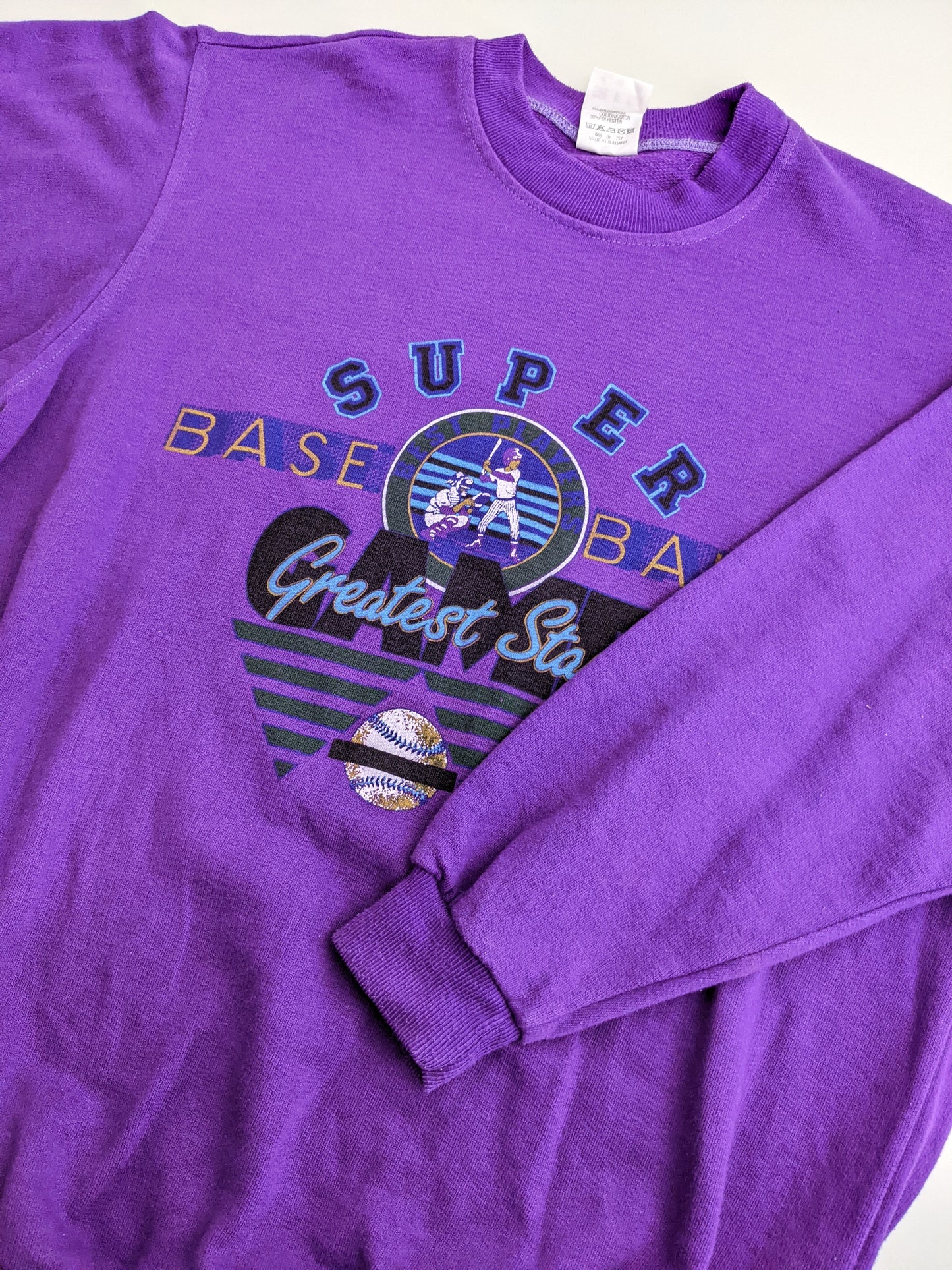 90s Puma Baseball Sweatshirt Purple  M
