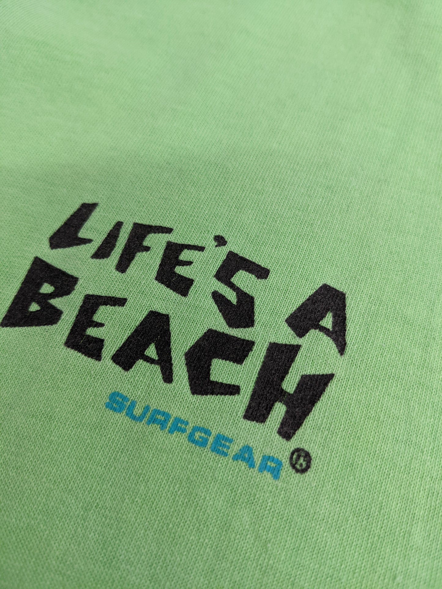 90s Fruit of the Loom Surf T-Shirt Green  L