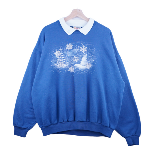90s Morning Sun Christmas Sweatshirt Blue XL