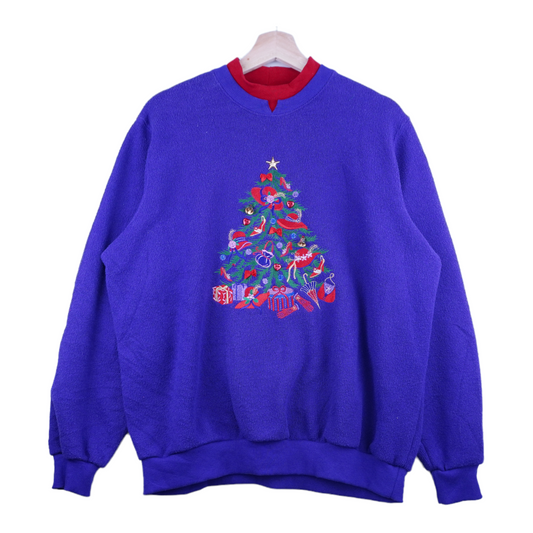 90s Bonworth Christmas Sweatshirt Purple  L