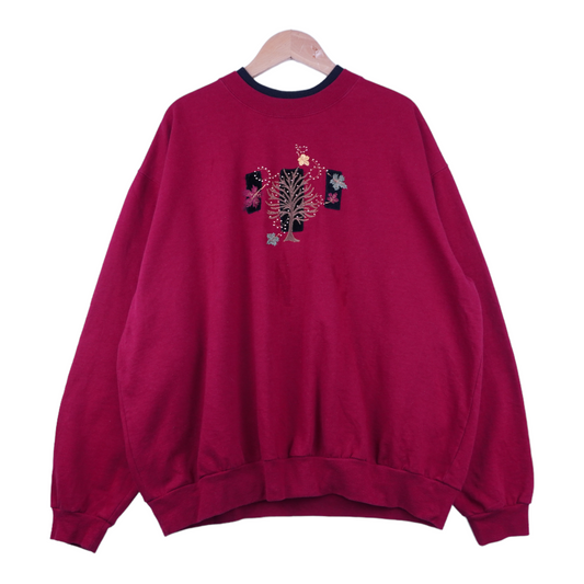 90s Unbranded Double Neck Sweatshirt Red L