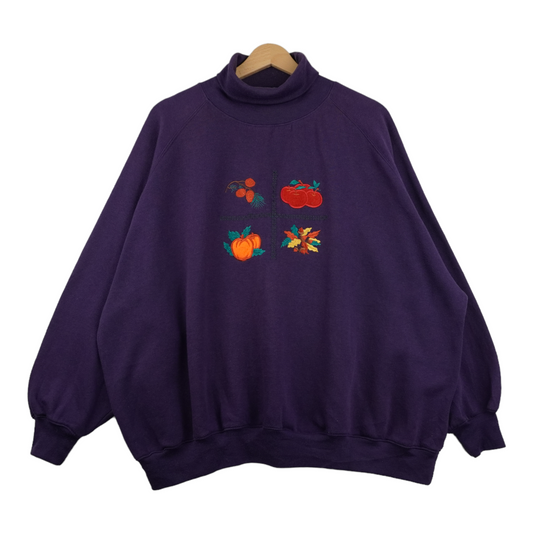 90s Unbranded Thanksgiving Sweatshirt Purple L/XL