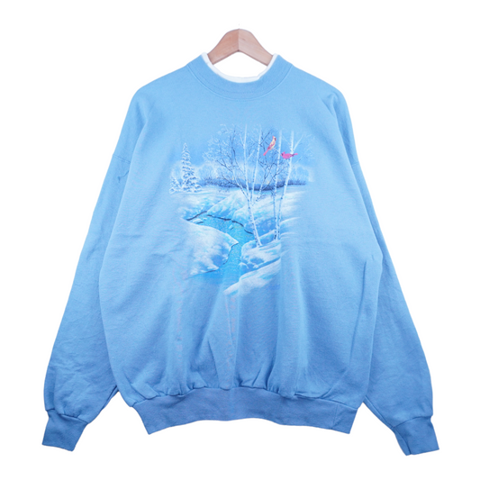 90s Morning Sun Christmas Sweatshirt Lightblue XL