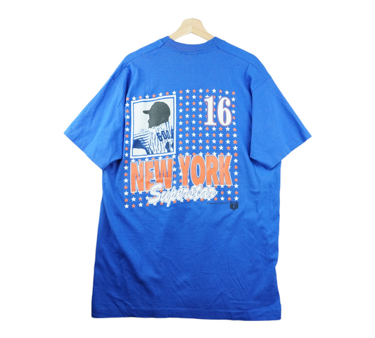 90s Fruit of the Loom Play by Play Dwight Gooden New York Mets MLB T-Shirt Blue Orange XL