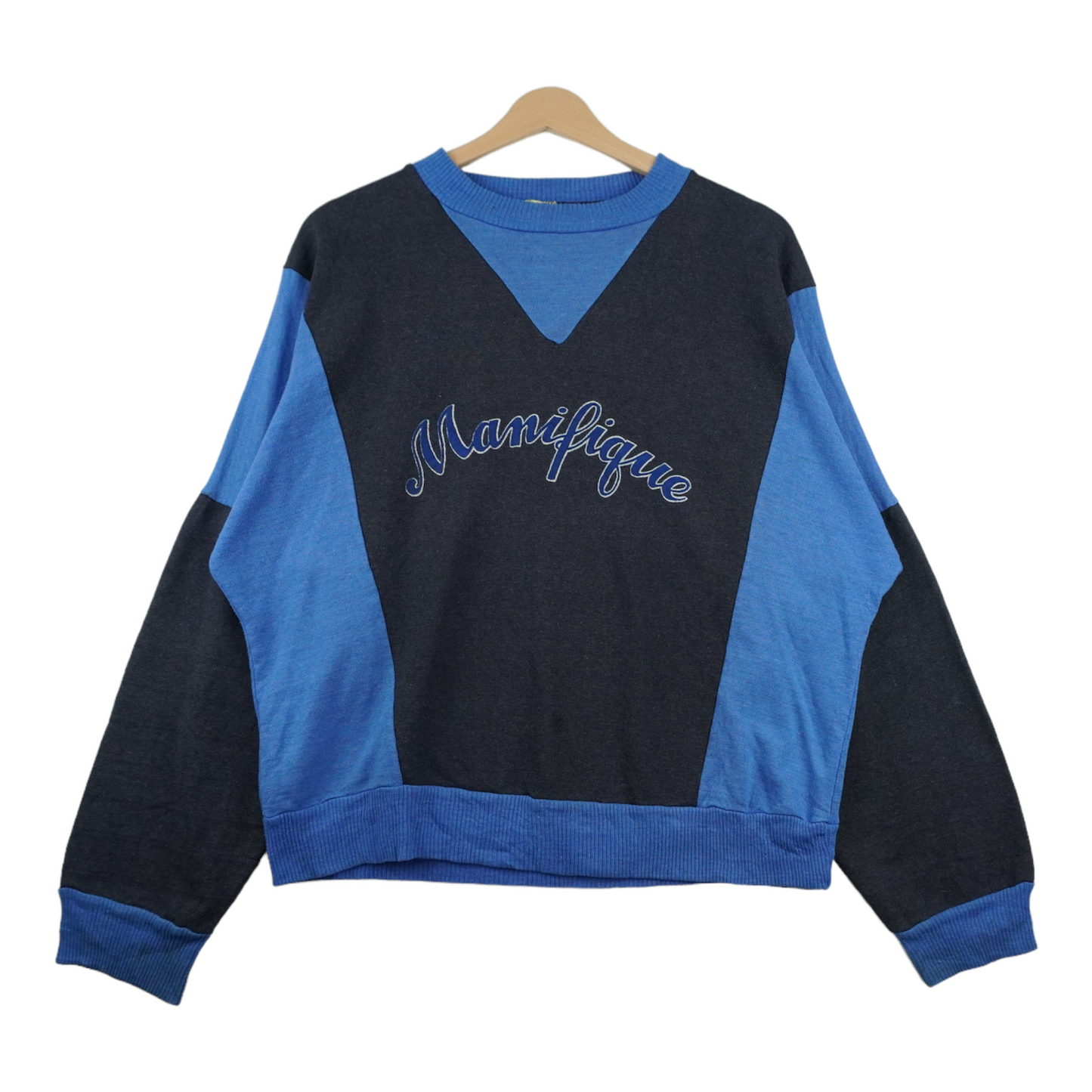 80s Unbranded Sweatshirt Grey Blue S/M