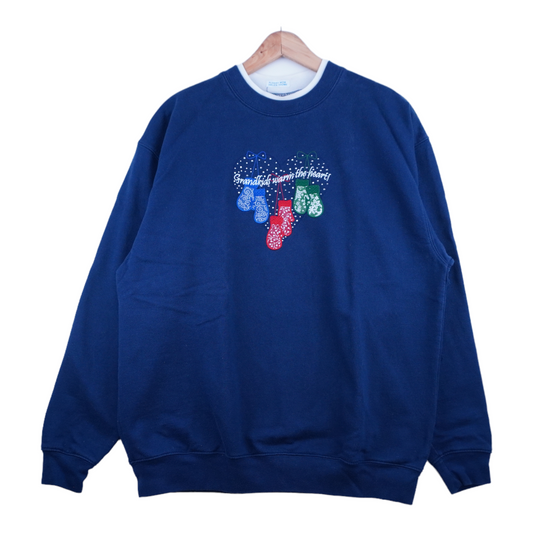 90s Unbranded Christmas Sweatshirt Blue M