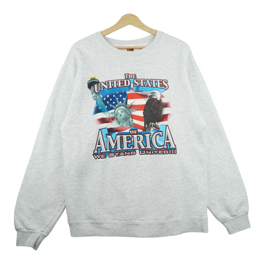 90s Fruti of the Loom America Sweatshirt Grey M/L