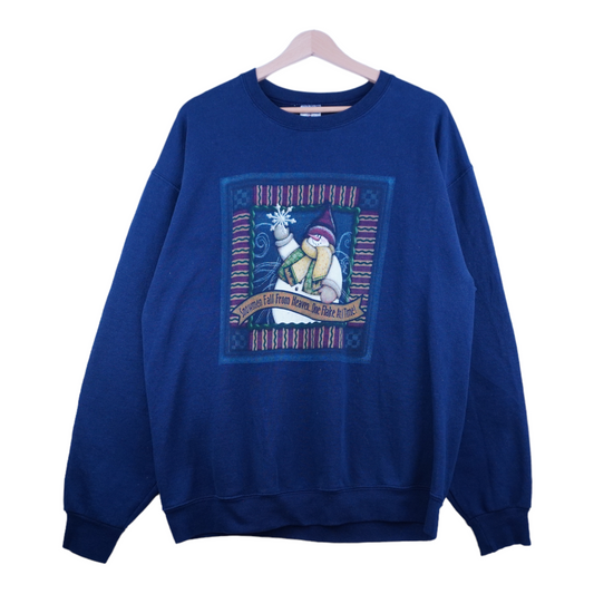 90s Jerzees Christmas Sweatshirt Navy  L