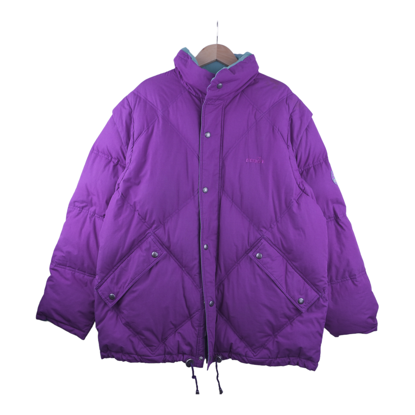 90s Diadora Ski Down Jacket Purple Turqoise L/XL