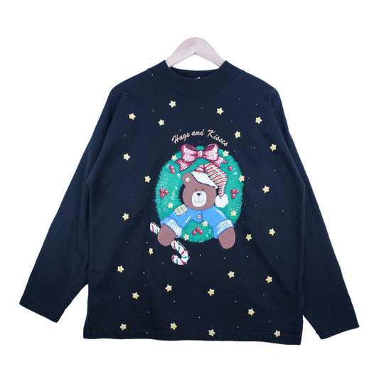 90s Holiday Time Christmas Sweatshirt Black  M