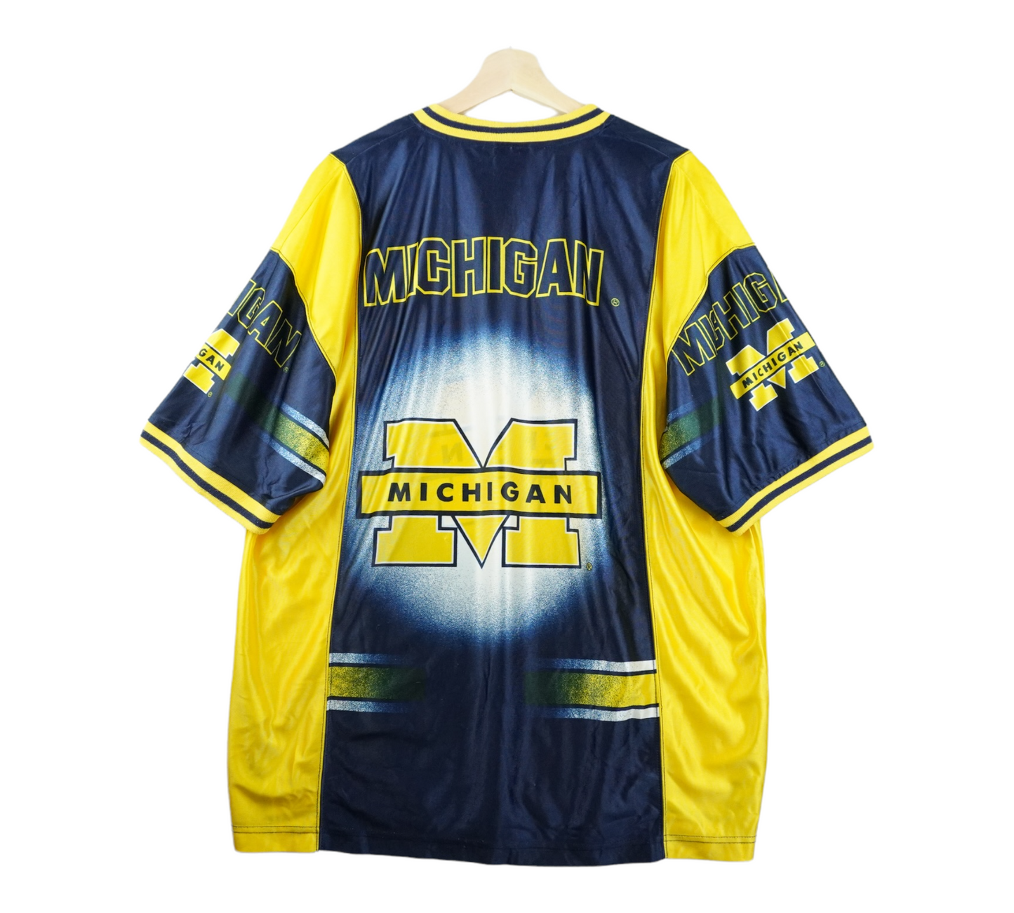 90s Nutmeg Michigan Wolverines NCAA T-Shirt Navy Yellow XL