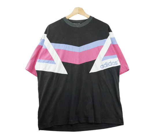 90s Adidas T-Shirt Black Pink L/XL