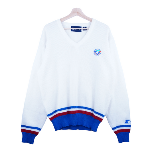 80s Starter Toronto Blue Jays MLB Sweater White Blue M/L