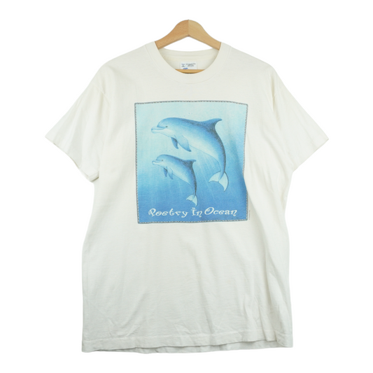 90s Dolphin Tourist T-Shirt White Beige L