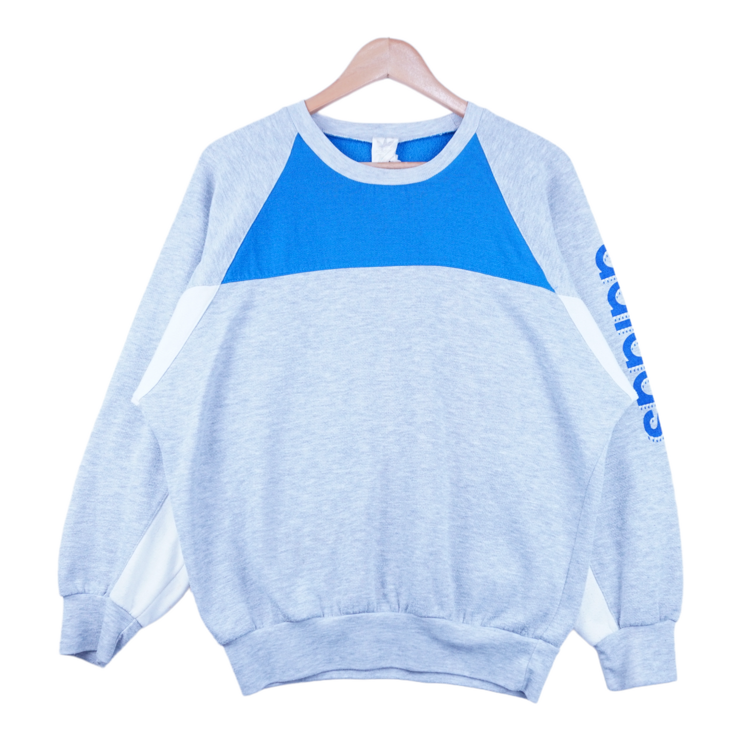 90s Adidas Sweatshirt Grey Blue M
