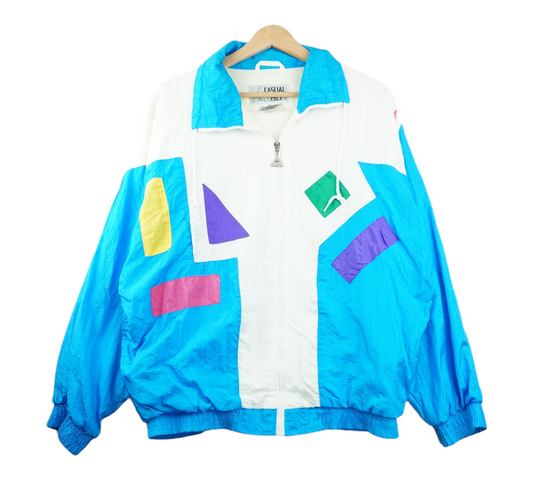 90s Casual Isle Jacket White Blue M