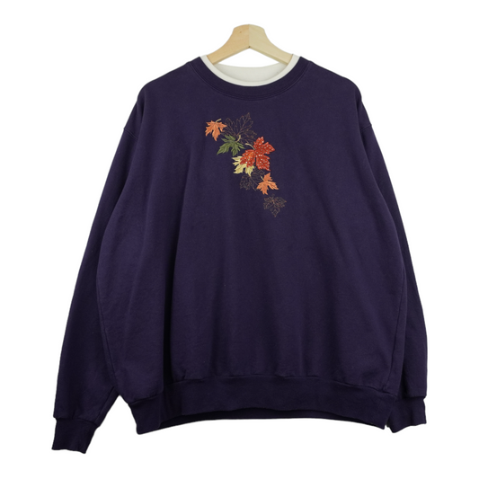 90s Unbranded Double Neck Sweatshirt Purple M