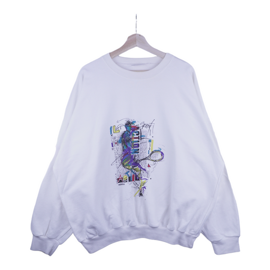 90s Adidas Tennis Sweatshirt White L