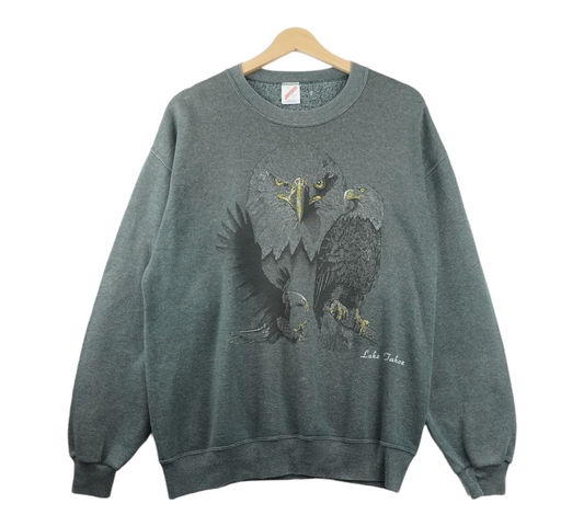 90s Jerzees Animal Print Sweatshirt Grey  L