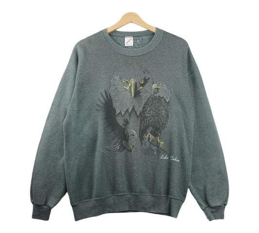 90s Jerzees Animal Print Sweatshirt Grey L