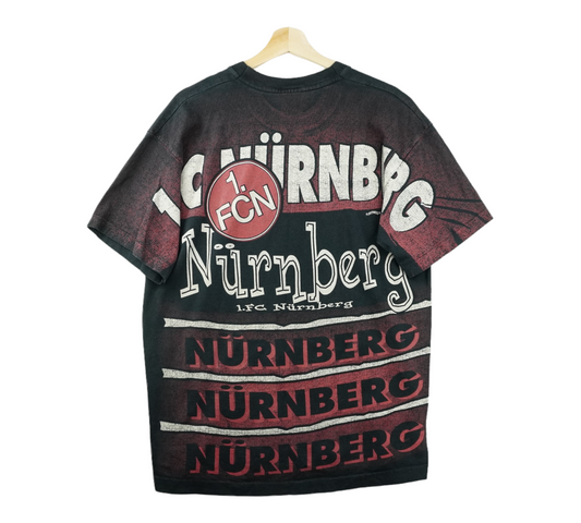 90s Nutmeg Mills 1. FC Nuernberg Bundesliga T-Shirt Black Red L