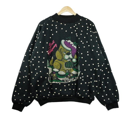 90s Best Company Christmas Sweatshirt Black M