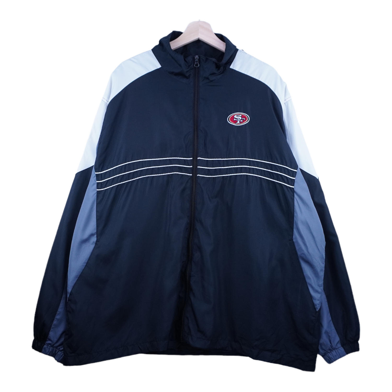 00s Reebok NFL San Francisco 49ers Jacket Black Grey XXL PopeVintage