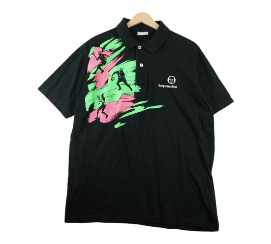 80s Sergio Tacchini Polo Black  L