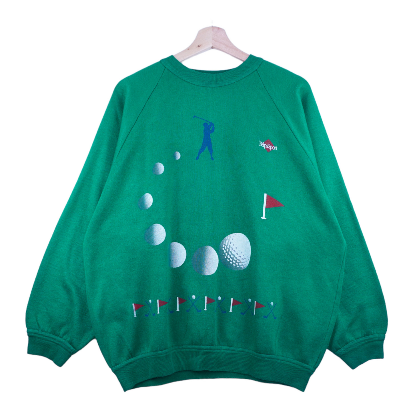 80s Felpa Sport Golf Sweatshirt Green  L