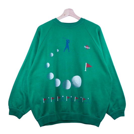 80s Felpa Sport Golf Sweatshirt Green L