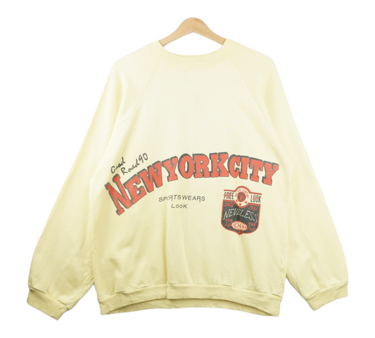 80s Unbranded New York City Sweatshirt Yellow M/L