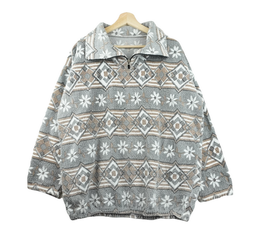 90s Unbranded Crazy Fleece Grey L