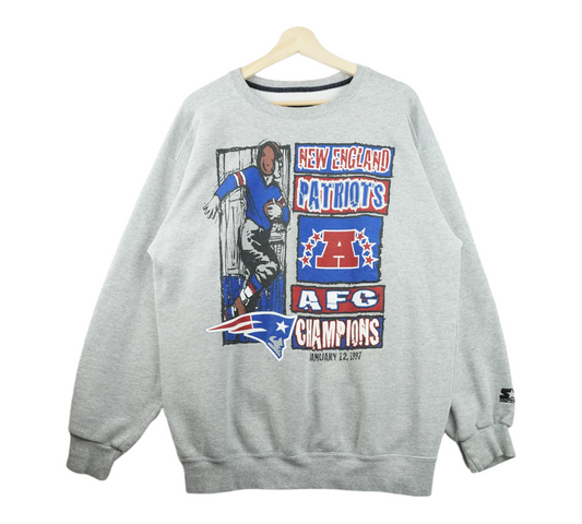 90s Starter New England Patriots NFL Sweatshirt Grey  M