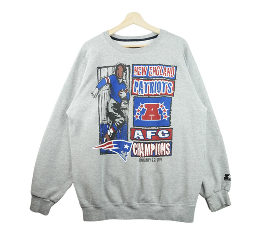 90s Starter New England Patriots NFL Sweatshirt Grey M