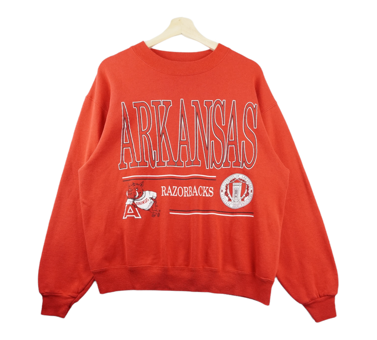 90s Hanes Arkansas Razorbacks NCAA Sweatshirt Red  M