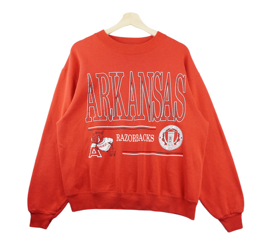 90s Hanes Arkansas Razorbacks NCAA Sweatshirt Red M