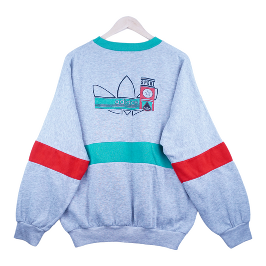 90s Adidas Sweatshirt Grey Green L