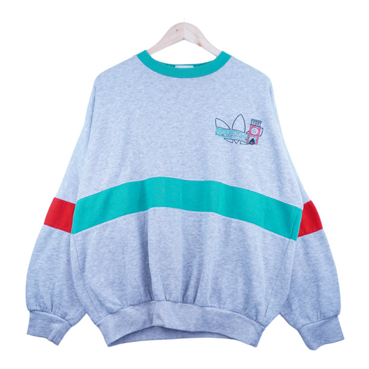 90s Adidas Sweatshirt Grey Green L