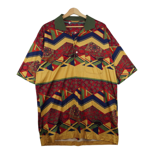 90s Unbranded Crazy Polo Yellow L