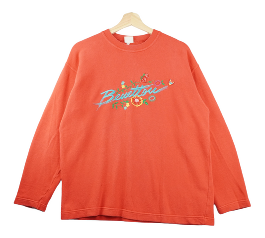 90s Bennetton Sweatshirt Orange S/M