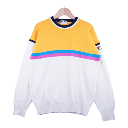 80s Fila Sweater Yellow S/M