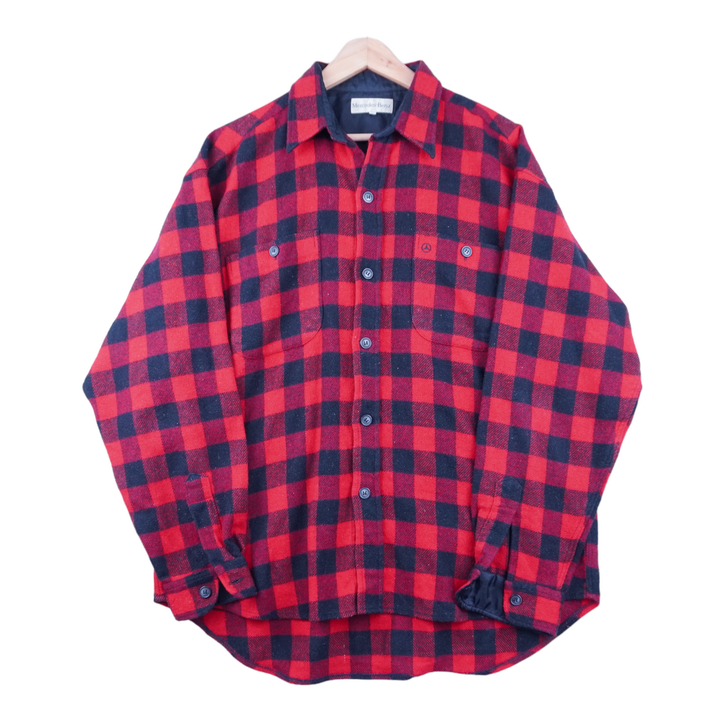 90s Mercedes Benz Flanell Shirt Red Black L