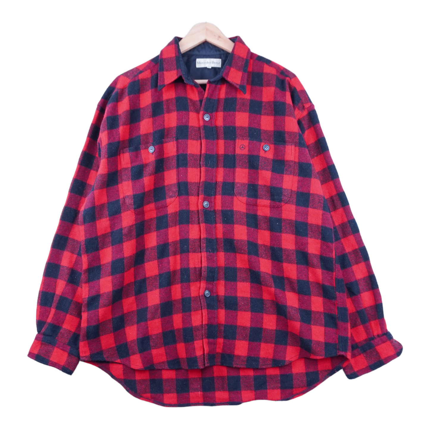 90s Mercedes Benz Flanell Shirt Red Black L