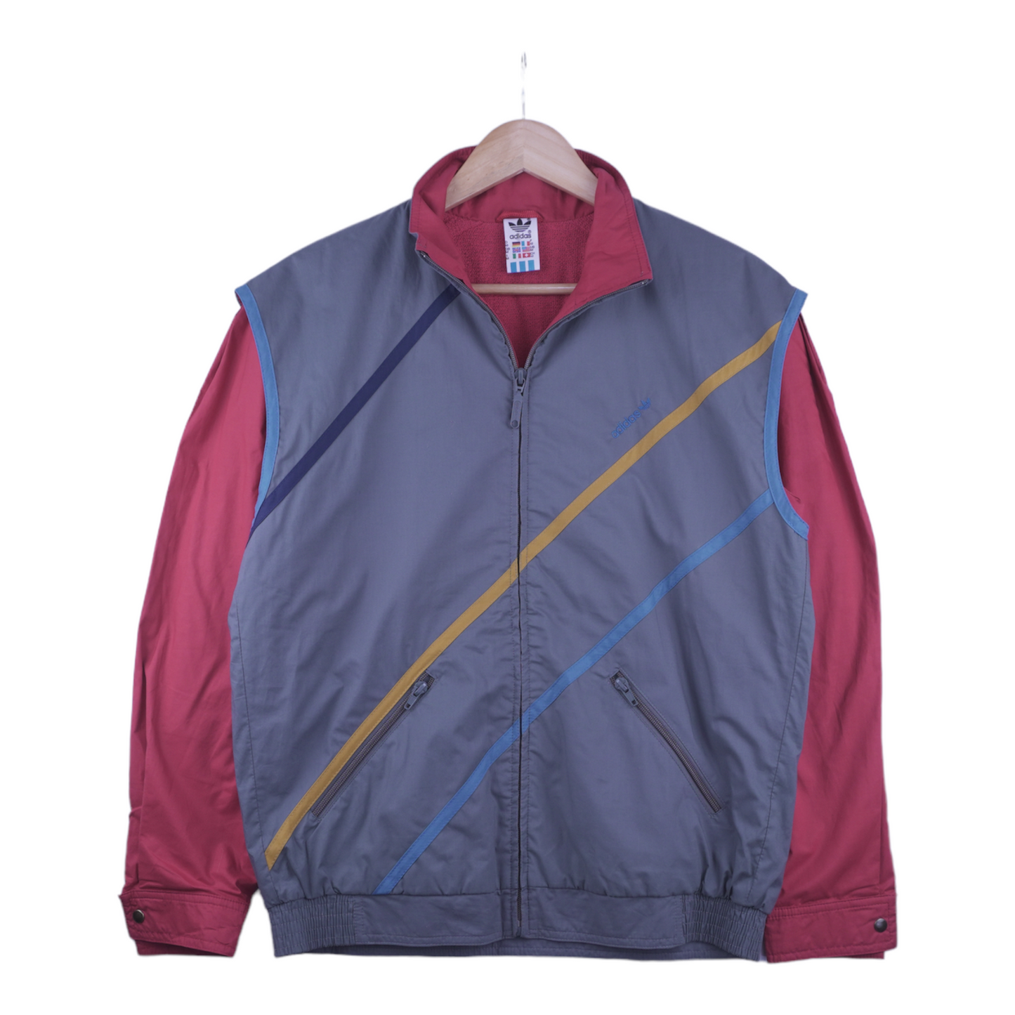 90s Adidas Jacket Grey Red M