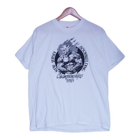 80s Royal First Class BodyBuilding T-Shirt White  M