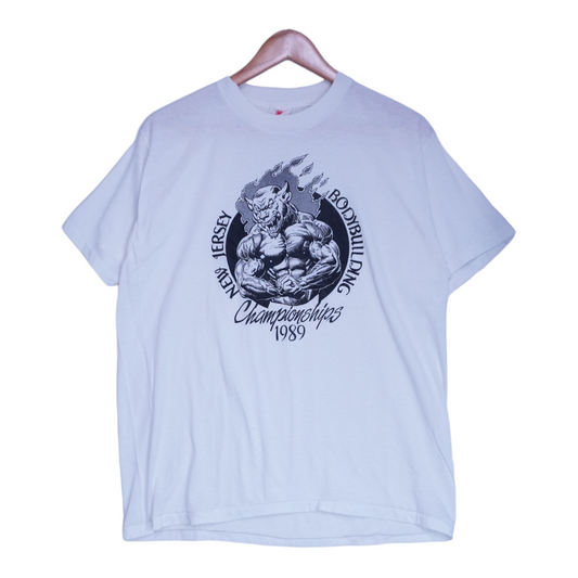 80s Royal First Class BodyBuilding T-Shirt White M